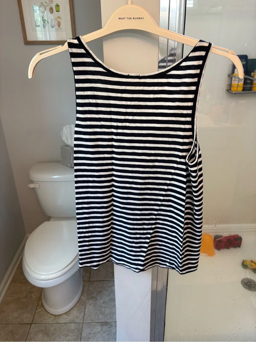 J.Crew Women's M Navy White Striped Tank Top Cotton Button Front Nautical